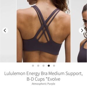 Lululemon Energy Bra Medium Support, B-D Cups *Evolve
Atmospheric Purple
